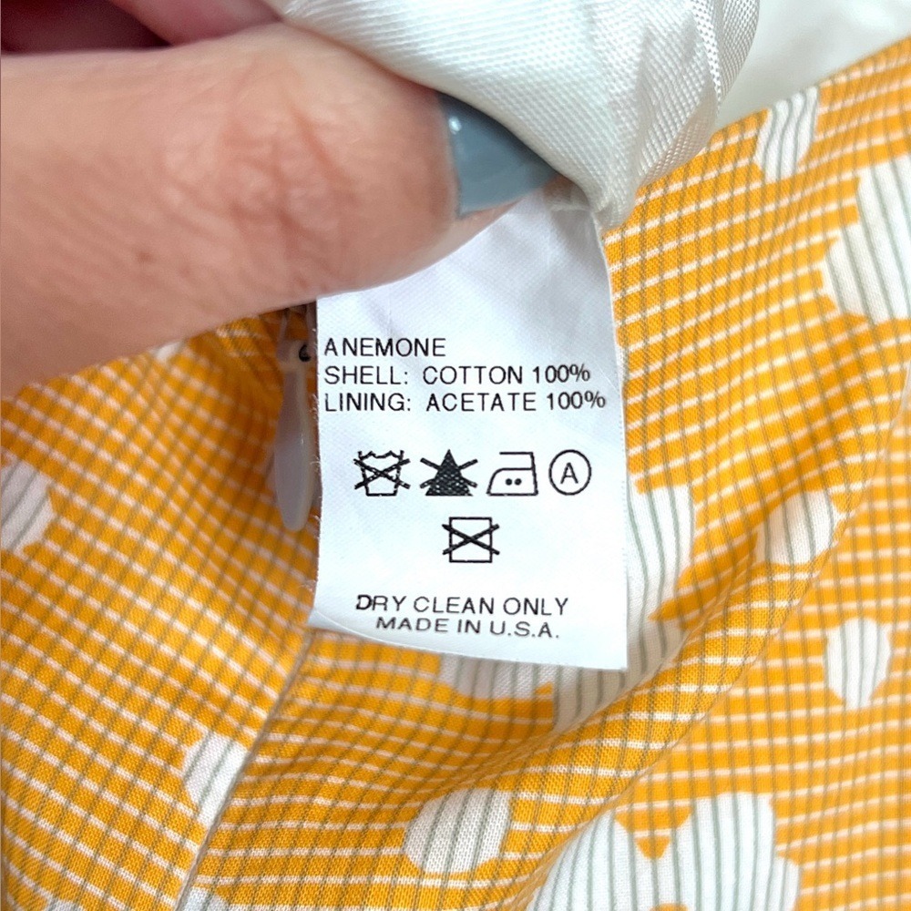 90s y2k Helen Wang Yellow Floral Cotton Spaghetti Strap Midi Dress Vintage Sz 8 - Picture 8 of 8